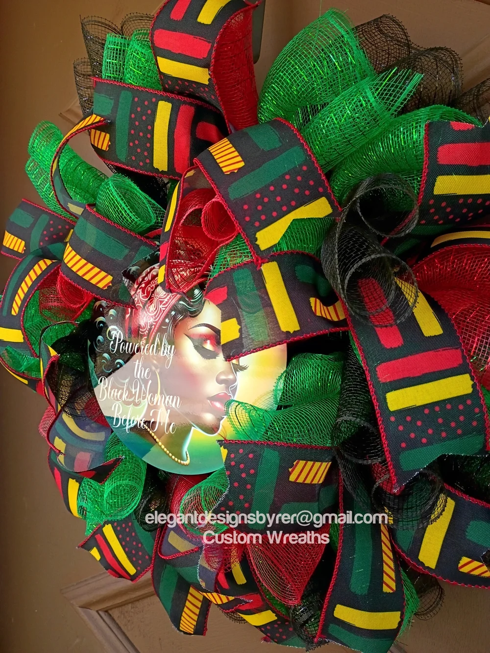 Vibrant Afrocentric Juneteenth Decorative Wreath - Red, Green, Black, Yellow